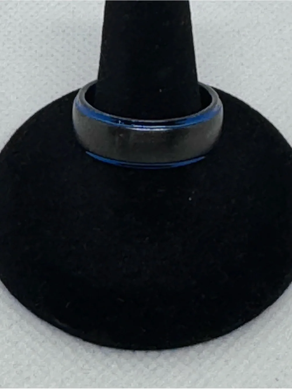 Tungsten Two-Tone Black Grey & Blue Grooved Inlay 8MM Wedding Band Size 8.5